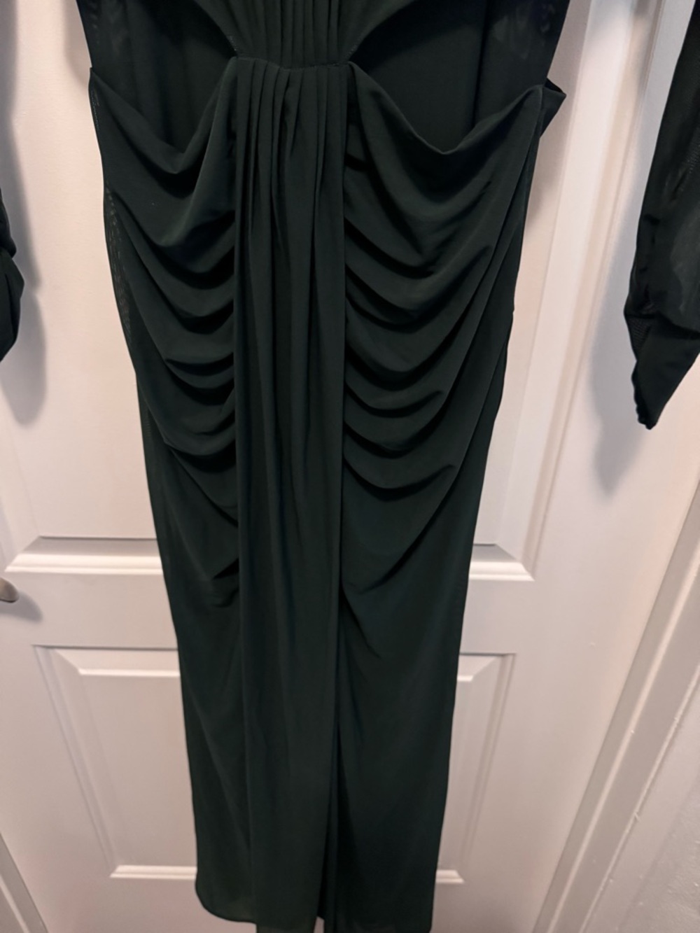 Reiss Dani Long Sleeved Ruched Dress in Dark Green - Picture 10 of 14